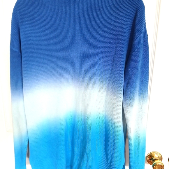 Talbots Women’s Large  Blue Ombre Cardigan Classic Rib Knit Button Front - Picture 7 of 7